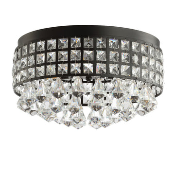 Meredith 14.5" Crystal Drops/Metal LED Flush Mount - JONATHAN Y